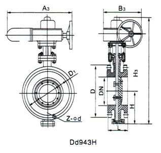 D943H防爆電動三偏心法蘭蝶閥(圖1)